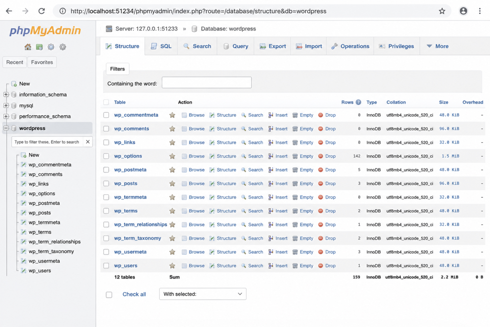 wp-env Database Access