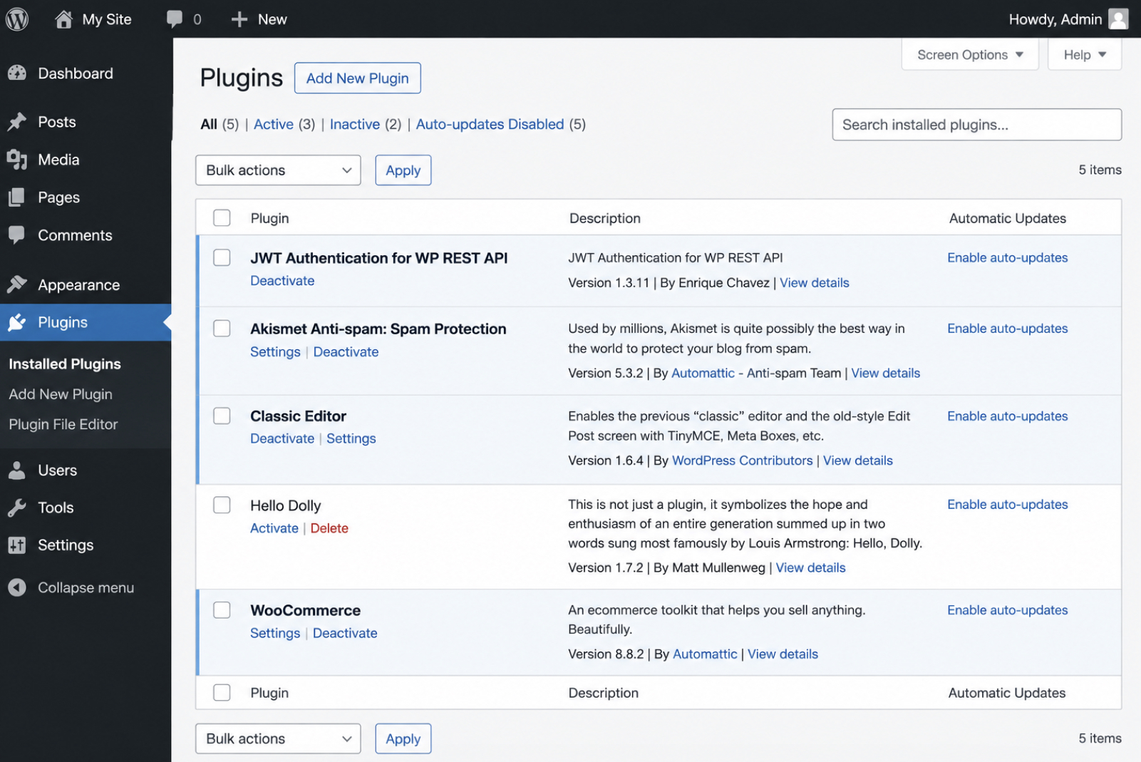JWT authentication plugin