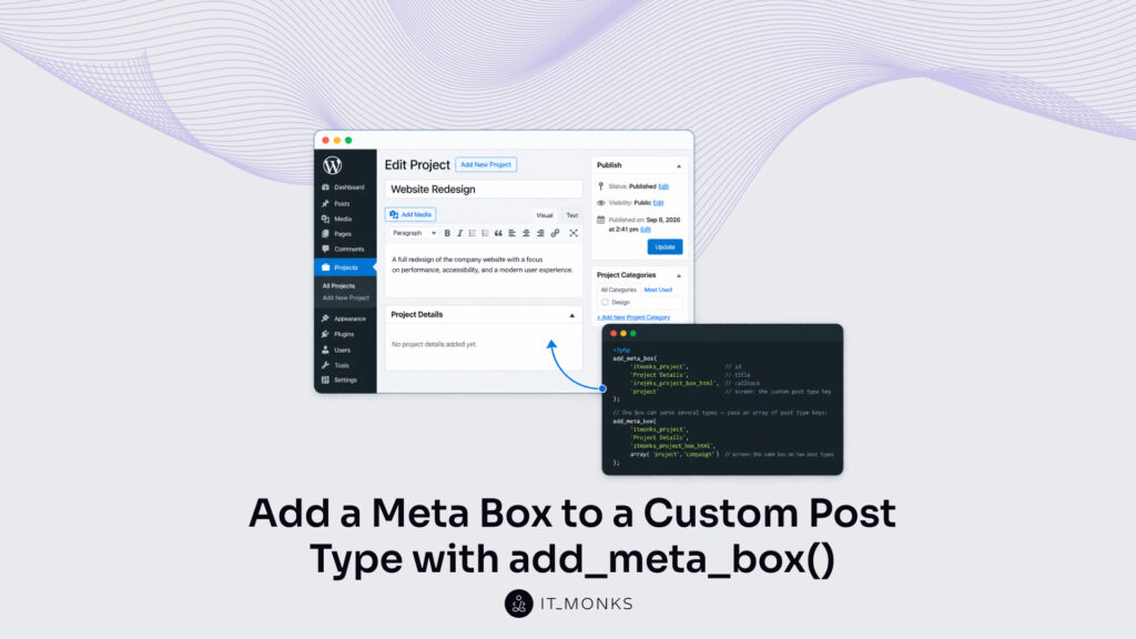 Add a Meta Box to a Custom Post Type with add_meta_box()