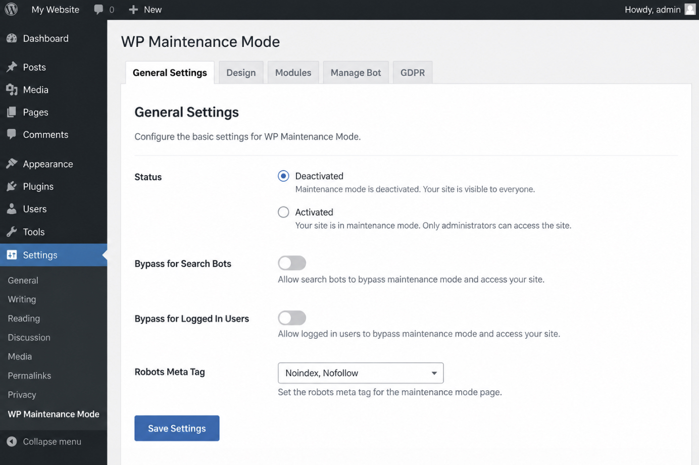 Maintenance Mode Status