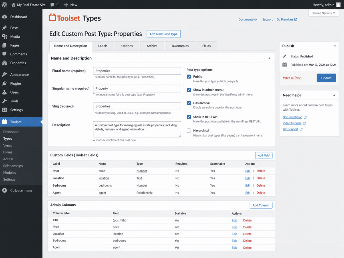 Toolset Types iWordPress custom post type plugin