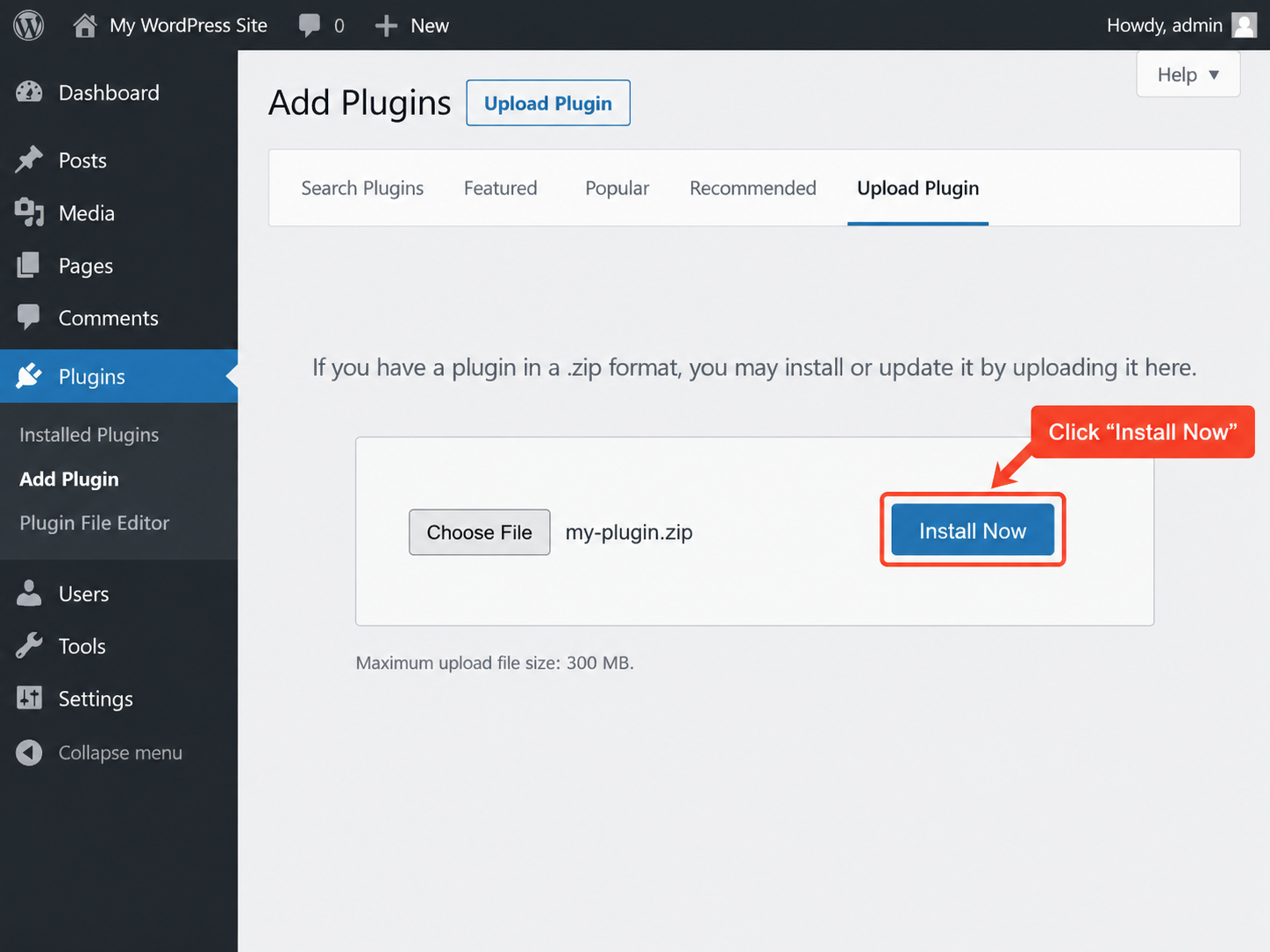 Add Plugin, Upload Plugin