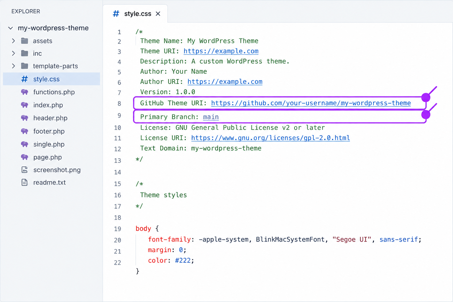 GitHub Theme URI,